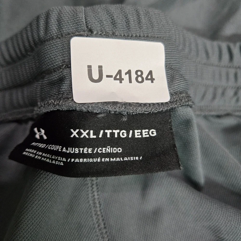 Under Armour Men Activewear Track Pants 2XL‎ Gray Colorblock Fitted Drawstring